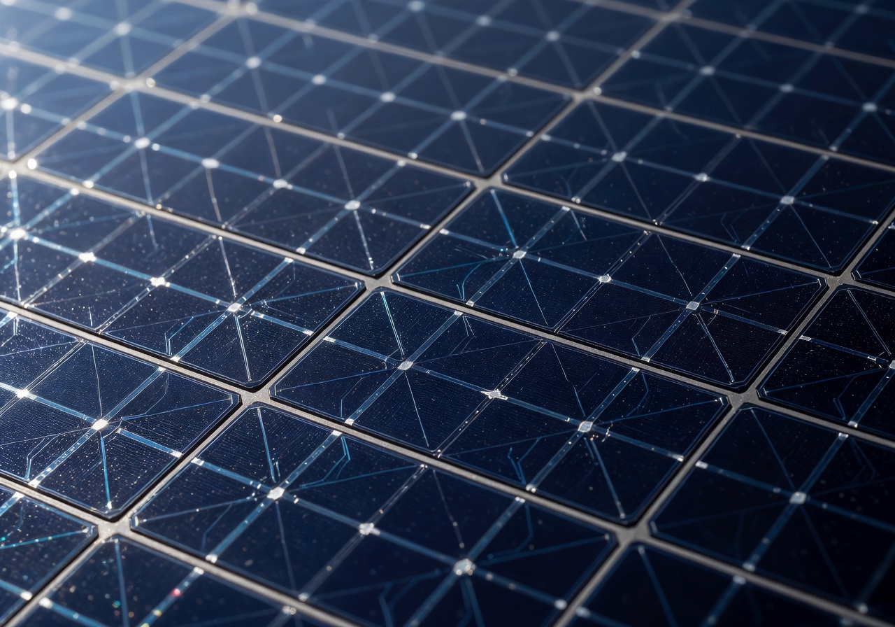 Close up of solar panel cells